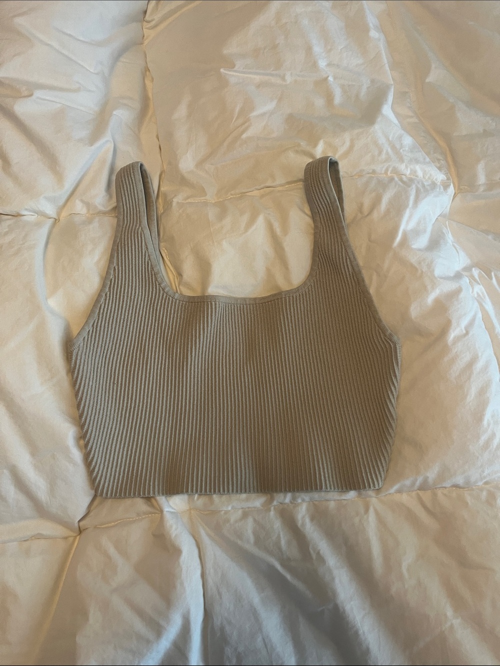 Babaton Ribbed Scoop Crop Tank - Taupe